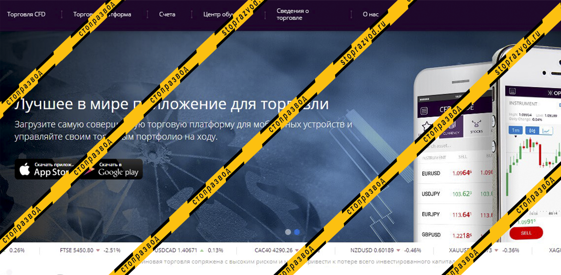 Сайт CFD брокера Opteck